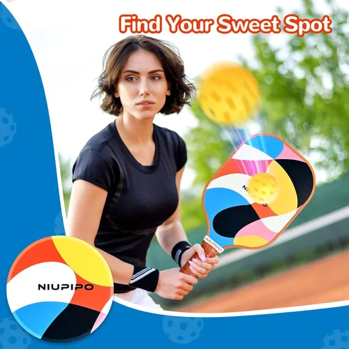 Miniatura 9 de niupipo Pickleball Paddles Set of 2 or 4, USAPA Approved Fiberglass Pickleball Paddle Set with Balls and Bag, Polypropylene Honeycomb Core, 1.
