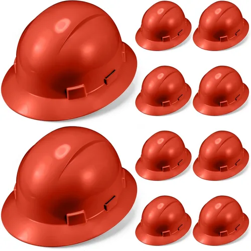Miniatura 10 de 10 Pack Casco de ala completa, Casco de construcción blanco, Casco de seguridad HDPE con suspensión de trinquete ajustable de 6 puntos para hombres