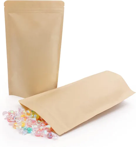 Miniatura 11 de SumDirect Bolsas de pie de papel kraft – Paquete de 50 bolsas reutilizables con cremallera de 3.5 x 5.5 pulgadas con forro de aluminio para el hogar