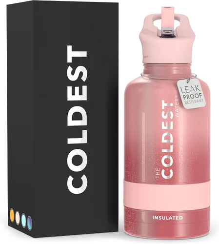 Miniatura 78 de Coldest - Botella para agua con tapa que incluye pajilla, térmica y metálica (acero inoxidable), para hombres y mujeres, color morado