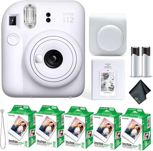 Miniatura 10 de Cámara instantánea Fujifilm Instax Mini 12 en color rosa floreciente, paquete de película Fuji Instax Mini (20 hojas) + estuche de transporte