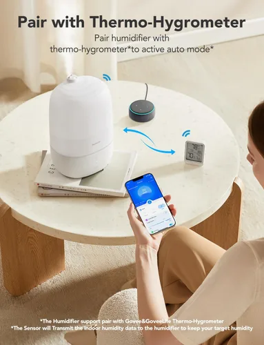Miniatura 3 de GoveeLife Humidificadores inteligentes para dormitorio, humidificador de niebla fría de llenado superior de 3 L, tiempo de funcionamiento silencioso