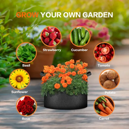 Miniatura 6 de iPower - Bolsa de cultivo para plantas de 5 galones, paquete de 6, resistentes, de tela con asas de nylon, contenedores de 300g de tela no tejida