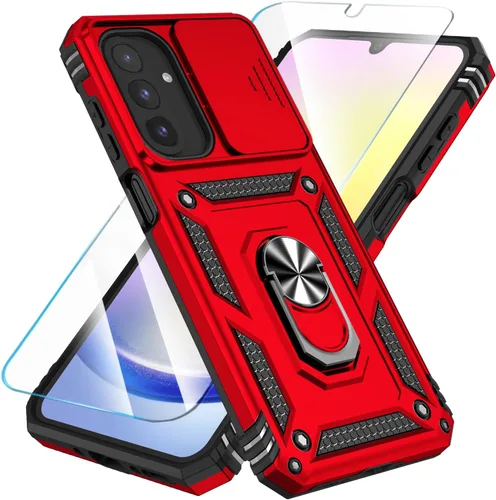 Miniatura 15 de SunStory Funda compatible con Samsung Galaxy A17 5G con protector de pantalla HD, cubierta de cámara deslizante y soporte de anillo giratorio, a