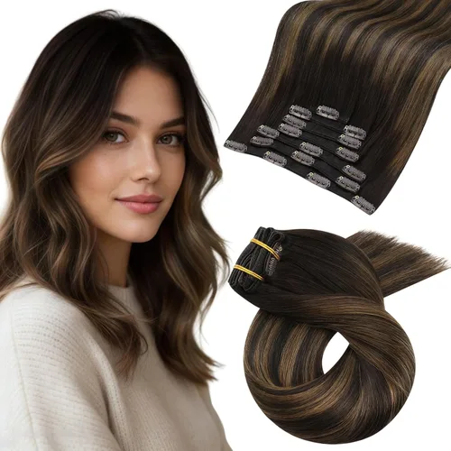 Miniatura 102 de Moresoo Extensiones de cabello humano Remy con clip, color rubio platino, extensiones de cabello humano real de doble trama, color rubio #60, 18