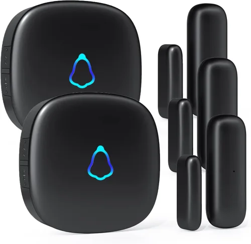 METAK - Timbre de puerta, alarma inalámbrica con sensor de contacto abierto con rango de 500 pies, 58 campanillas y 5 niveles de volumen para