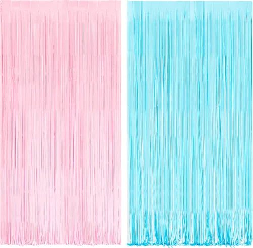 Miniatura 33 de BRAVESHINE - Fondos de flecos de papel de aluminio iridiscente, 2 cortinas metálicas de 3.2 x 6.5 pies para fotos, para cumpleaños, boda