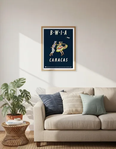 Miniatura 6 de Caracas Venezuela – British West Indies Airways BWIA (Bee-Wee) – Póster vintage de viaje por Dick Negus y Philip Sharland c.1950s – Impresión