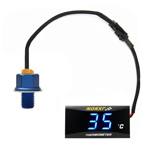 Miniatura 14 de Medidor de temperatura de aceite de motocicleta Medidor digital de temperatura de aceite termómetro electrónico con adaptador de sensor de Azul
