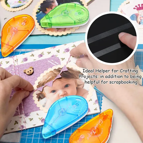 Miniatura 5 de Geyee 30 piezas de cinta adhesiva de doble cara con rodillo, adhesivo permanente de 0,76 cm x 800 cm, cinta de doble cara con puntos para álbumes