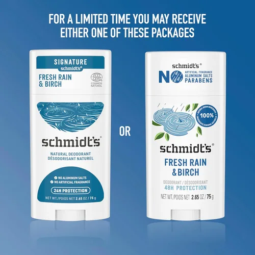 Miniatura 5 de Schmidt's Desodorante vegano sin aluminio Fresh Rain & Birch con protección contra olores las 24 horas, para mujeres y hombres, ingredientes
