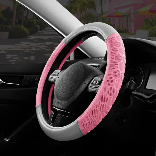 Miniatura 16 de PIC AUTO Funda de volante de masaje, protector de volante de automóvil de cuero con material de patrón de fútbol menta, accesorios