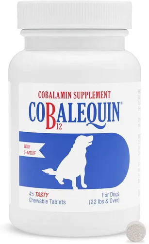 Nutramax Laboratories Suplemento Cobalequin B12 para perros medianos a grandes, 45 tabletas masticables, pollo hidrolizado, 2.08 onzas