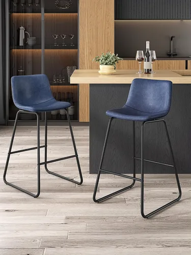 Miniatura 2 de Bar Stools Set of 2, 26 Inches Counter Height Bar Stools with Back, Modern Faux Leather Barstools with Metal Legs and Footrest, Bar Chairs for