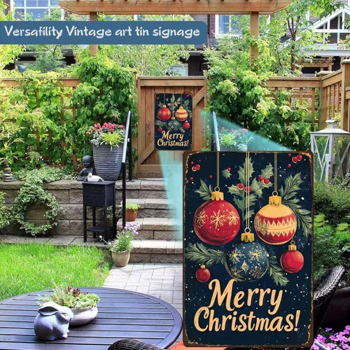 Miniatura 5 de CCPARTON Carteles de Feliz Navidad Graciosos Cartel de Hoja de Estaño para Decoración del Hogar Interior Jardín Patio Exterior Porche 8x12 Pulgadas
