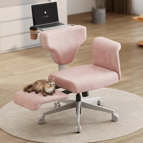 Miniatura 11 de Silla de oficina Newtral Criss Cross con patas cruzadas con bandeja oculta, asiento extra ancho sin brazos cómodo para escritorio y computadora