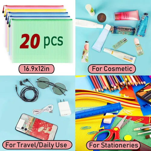 Miniatura 8 de 20 bolsas de malla con cremallera, multiusos, impermeable, para organización, para oficina, escuela, hogar y viajes