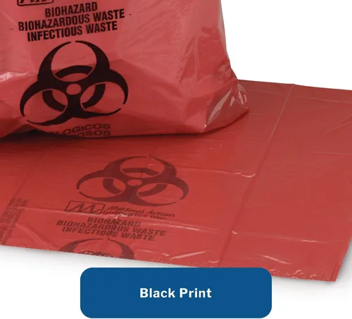 Miniatura 6 de McKesson Bolsa de basura infecciosa, riesgo biológico, fondo sellado con estrellas, rojo, 1.5 mil, 1 a 3 galones, 11 x 14 pulgadas, 50