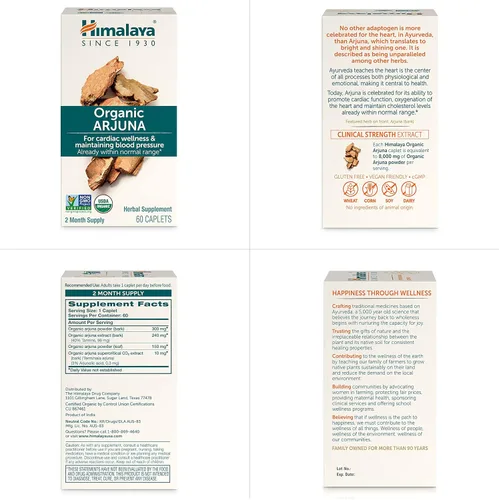 Miniatura 7 de Himalaya Organic Arjuna, suplemento de presión arterial para bienestar cardiovascular y salud cardíaca, 700 mg, 60 cápsulas, suministro de 2 meses