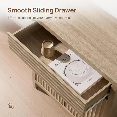 Miniatura 4 de SICOTAS - Aparador de buffet con cajón - Aparador estriado moderno con puertas y estantes ajustables, credenza de estilo casa de campo para barra