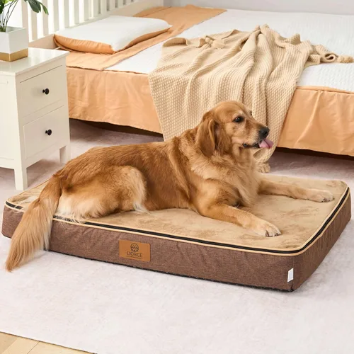 Miniatura 9 de LIORCE Cama grande para perros de espuma viscoelástica, camas ortopédicas de 4 pulgadas de grosor para perros grandes, cama impermeable para perros
