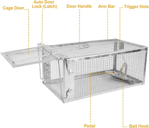 Miniatura 3 de Trampa para jaula de ratas, trampa de metal para animales vivos para ratas, ratones, ardillas, fácil de atrapar y liberar, reutilizable