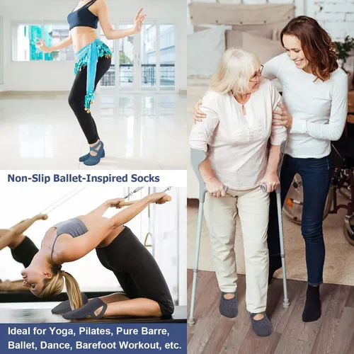 Miniatura 108 de Ozaiic - Calcetines de yoga para mujer con correas y agarres antideslizantes, ideales para pilates, Pure Barre, ballet, danza y entrenamiento