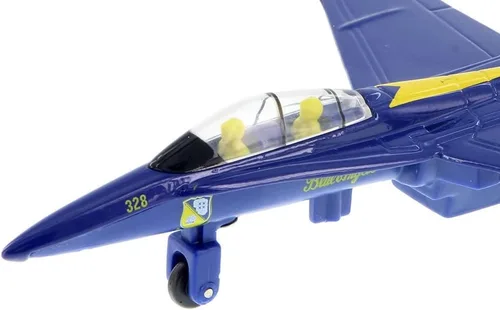 Miniatura 3 de Playmaker Toys United States Navy Blue Angels F/A-18 Super Hornet Fighter Jet 6 pulgadas modelo de juguete de metal fundido a presión con acción