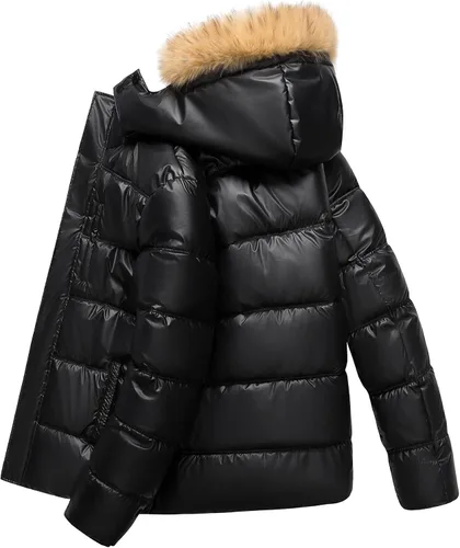 Miniatura 2 de Chaqueta acolchada para hombre, abrigo de invierno con capucha de piel, impermeable y resistente al viento, forro polar, 4 bolsillos