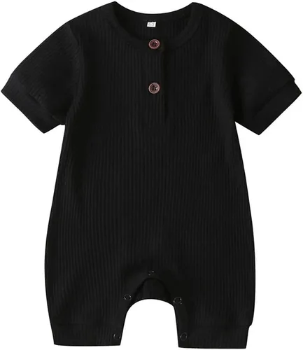 Miniatura 117 de Mameluco unisex de manga corta para bebé recién nacido, con botones, de una pieza, ropa de color sólido