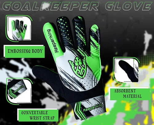 Miniatura 4 de Keeperking Guantes de portero de fútbol – Guantes de portero de fútbol para niños, niños y jóvenes, con doble protección para la muñeca y látex