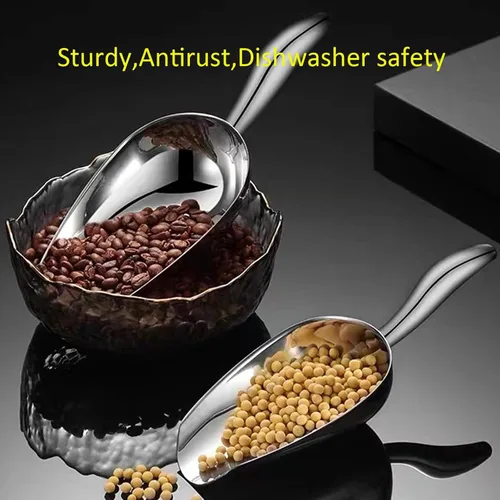 Miniatura 5 de Cuchara de hielo de metal para congelador, pequeña cuchara de hielo para máquina de hielo, cuchara de hielo de acero inoxidable de 6 onzas, cuchara