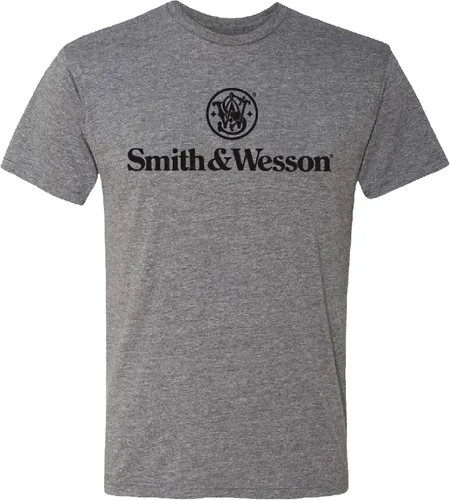Smith & Wesson Camiseta de manga corta para hombre con licencia oficial y logotipo apilado