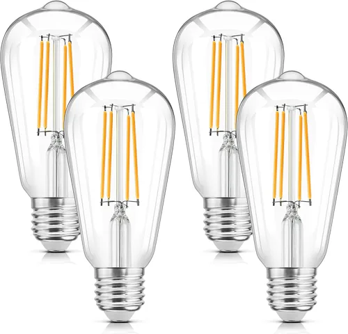 WIHTU – Bombillas LED de filamento, bombillas LED Edison vintage brillantes de 6 W, bombillas de luz cálida ST58 de 2700 K con CRI 85+, base