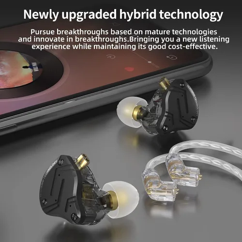 Miniatura 8 de KZ ZS10 Pro X - Auriculares para juegos, monitor intrauditivo KZ, monitor de oído mejorado 4BA 1DD con cable, auriculares IEM multicontrolador