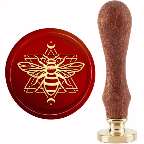 Miniatura 12 de CRASPIRE Sello de cera de fase lunar, sello de cera de lobo con nudo celta de 1.181 in, cabeza de latón extraíble retro vintage con mango de madera