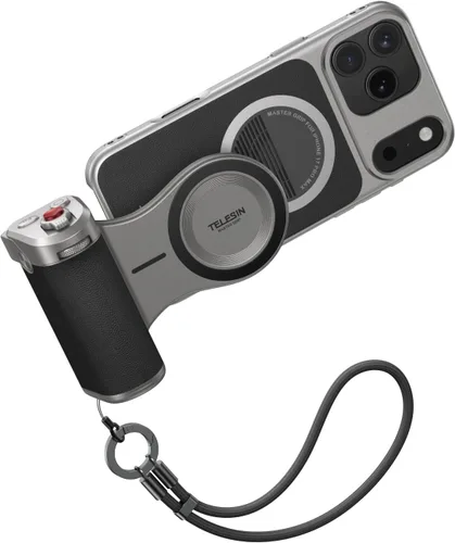 TELESIN Kit de Agarre Magnético Master para iPhone 17 Pro Max, Kit de Agarre de Cámara de Teléfono Powergrip con Batería Integrada de 3200mAh -