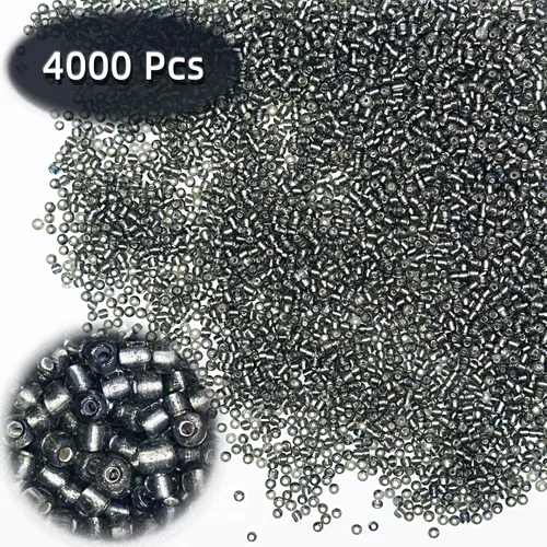 Miniatura 2 de Cuentas de cristal para manualidades de 0.118 pulgadas a granel, 4000 cuentas de poni para hacer joyas, pulseras, cinturas, aretes de cintura, Gris