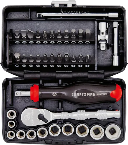 Miniatura 2 de CRAFTSMAN Juego de llaves tubo hexagonales V-SERIES y juego de puntas de destornillador, SAE, 1/4" de transmisión, 38 piezas (CMMT45750V)
