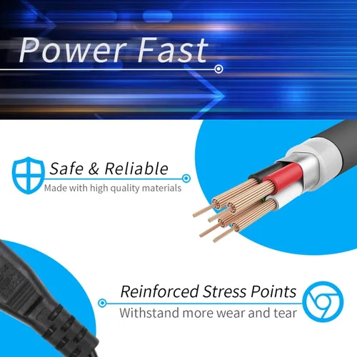 Miniatura 3 de Kimaru Cable de alimentación de TV para Samsung LG TCL Sony LED LCD Insignia Sharp Toshiba JVC Hisense Electronics (cable de 4 pies)