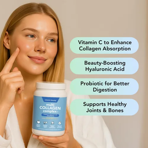 Miniatura 3 de Vitamin Bounty - Polvo de péptidos de colágeno múltiple para hombres y mujeres (Complex Plus) - 5 tipos de proteína de colágeno hidrolizado