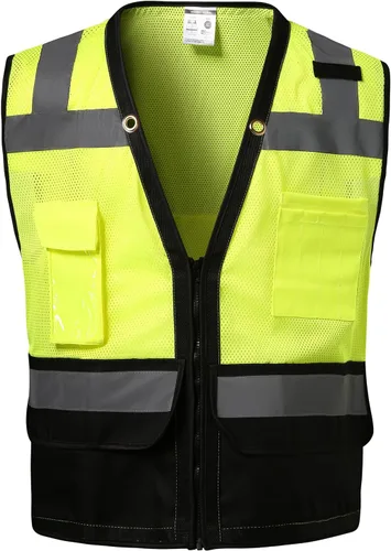 Miniatura 7 de Chaleco de seguridad clase 2 de alta visibilidad con 9 bolsillos, chaleco Hi Vis con tiras reflectantes de 2 pulgadas de ancho, chaleco de seguridad
