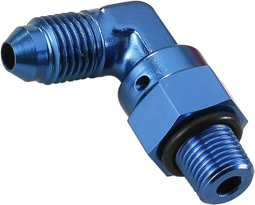 Miniatura 8 de AC PERFORMANCE Adaptador de ajuste de rosca de tubo de aluminio de 90 grados -8 AN macho a -8 AN ORB con junta tórica O Ring Port giratorio, negro