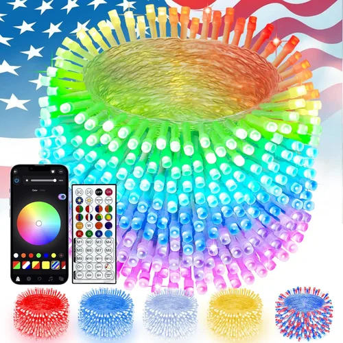 Miniatura 27 de Guirnalda de 100 luces LED conectables para interiores y exteriores, luces de Navidad blancas cálidas de 33 pies, impermeables, 13 modos