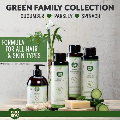 Miniatura 5 de ecoLove - Champú natural para todo tipo de cabello, sin lauril sulfato de sodio, vegano y libre de crueldad, extracto de pepino orgánico, sin SLS ni