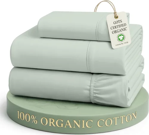 Miniatura 37 de Lane Linen Sábanas de cama tamaño Queen, juego de sábanas 100 % algodón orgánico, sábanas refrescantes suaves tamaño Queen, juego de sábanas Queen