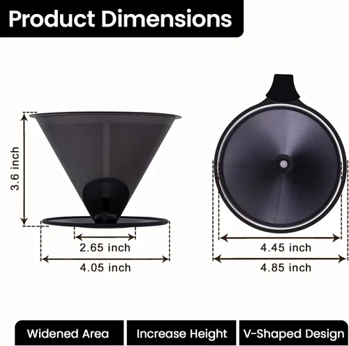 Miniatura 3 de 【2.0 mejorado】 Cafetera de acero inoxidable, filtro de café de goteo reutilizable sin papel y colador de café para una sola taza de preparación a