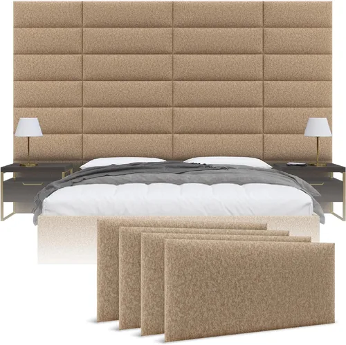 Miniatura 13 de Cabeceras tapizadas Vänt - Paneles de pared para montar en la pared tamaño Queen/Full - Champán neutro metálico - Juego de 4 paneles