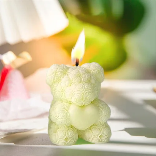 Miniatura 7 de Molde de vela con forma de oso de rosa, moldes de silicona para jabón de oso de amor, molde de resina epoxi para velas de bricolaje, fabricación