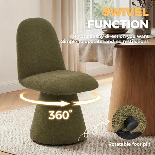 Miniatura 3 de DUOMAY Juego de 2 sillas de comedor giratorias de 360°, modernas de mediados de siglo, tapizadas con respaldo alto, base giratoria silenciosa, silla